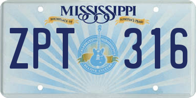 MS license plate ZPT316