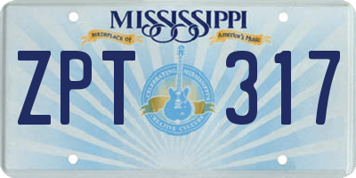 MS license plate ZPT317