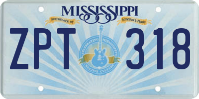 MS license plate ZPT318
