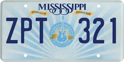 MS license plate ZPT321