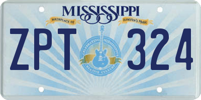 MS license plate ZPT324