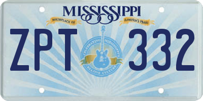 MS license plate ZPT332