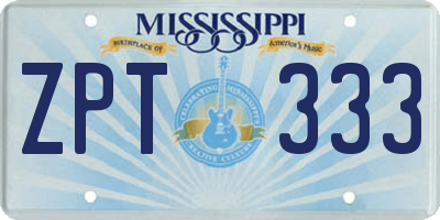 MS license plate ZPT333