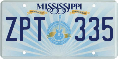 MS license plate ZPT335