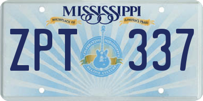 MS license plate ZPT337