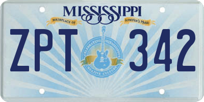 MS license plate ZPT342