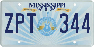 MS license plate ZPT344