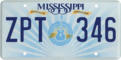 MS license plate ZPT346