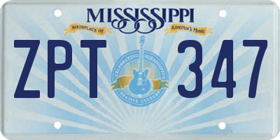 MS license plate ZPT347