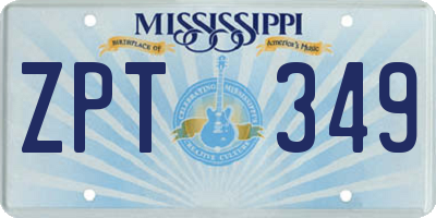 MS license plate ZPT349