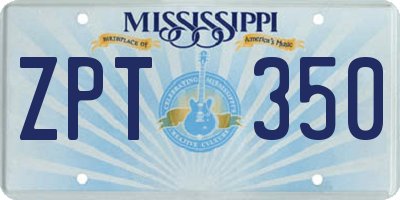 MS license plate ZPT350
