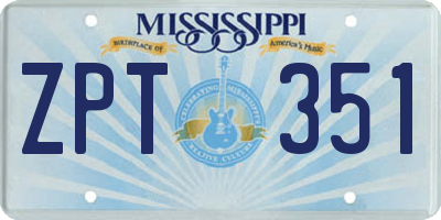 MS license plate ZPT351