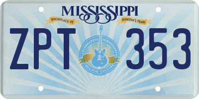 MS license plate ZPT353