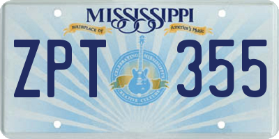 MS license plate ZPT355