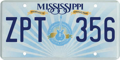 MS license plate ZPT356