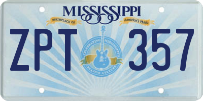 MS license plate ZPT357
