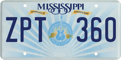 MS license plate ZPT360
