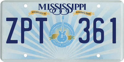 MS license plate ZPT361