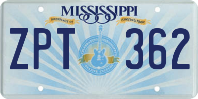MS license plate ZPT362