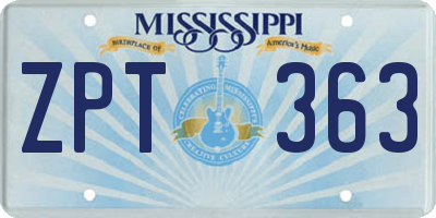 MS license plate ZPT363