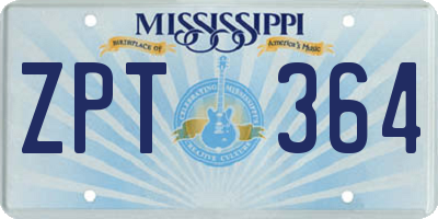 MS license plate ZPT364