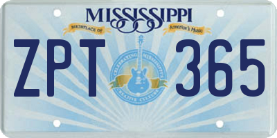 MS license plate ZPT365
