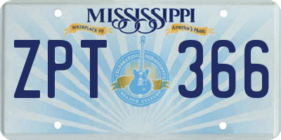MS license plate ZPT366