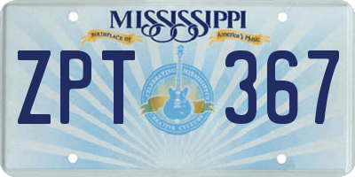MS license plate ZPT367