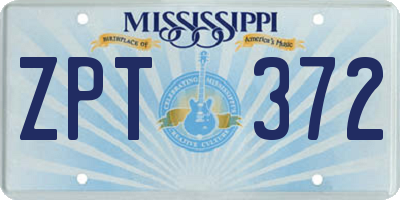 MS license plate ZPT372