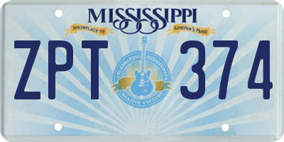MS license plate ZPT374