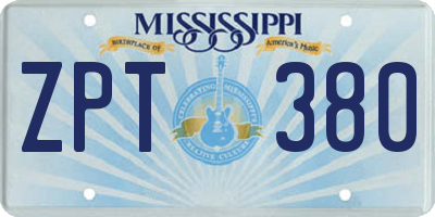 MS license plate ZPT380