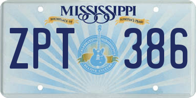 MS license plate ZPT386