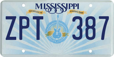 MS license plate ZPT387