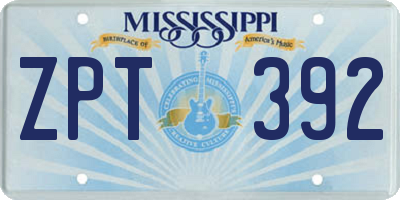 MS license plate ZPT392