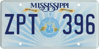 MS license plate ZPT396