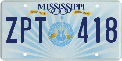 MS license plate ZPT418