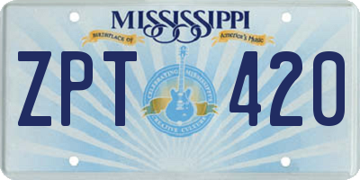 MS license plate ZPT420