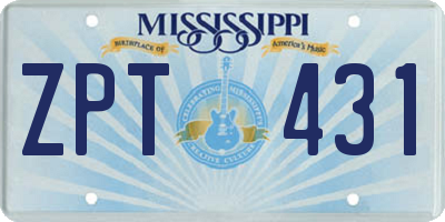MS license plate ZPT431