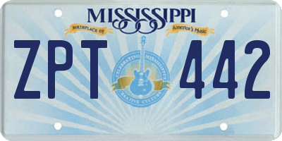 MS license plate ZPT442