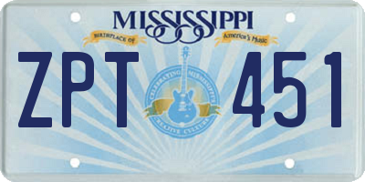 MS license plate ZPT451