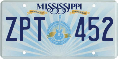 MS license plate ZPT452