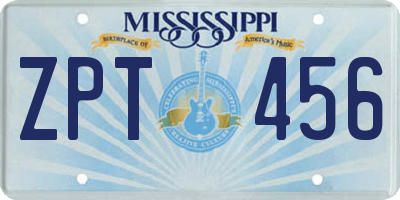 MS license plate ZPT456