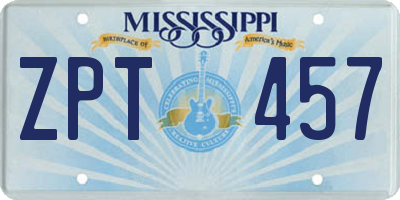 MS license plate ZPT457