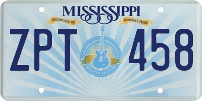 MS license plate ZPT458