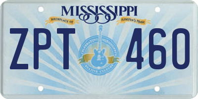 MS license plate ZPT460