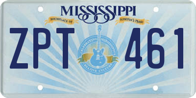 MS license plate ZPT461