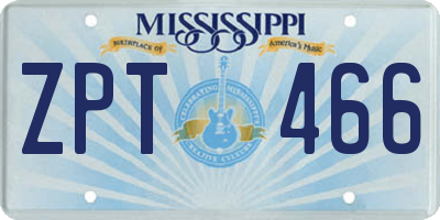 MS license plate ZPT466
