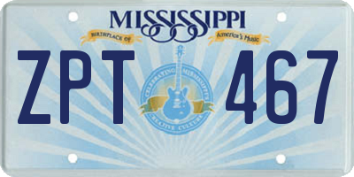 MS license plate ZPT467