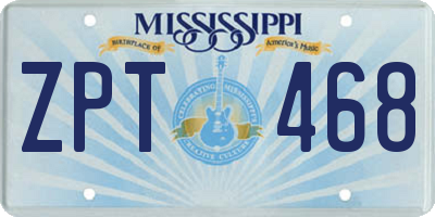 MS license plate ZPT468