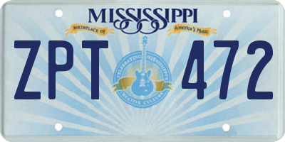 MS license plate ZPT472